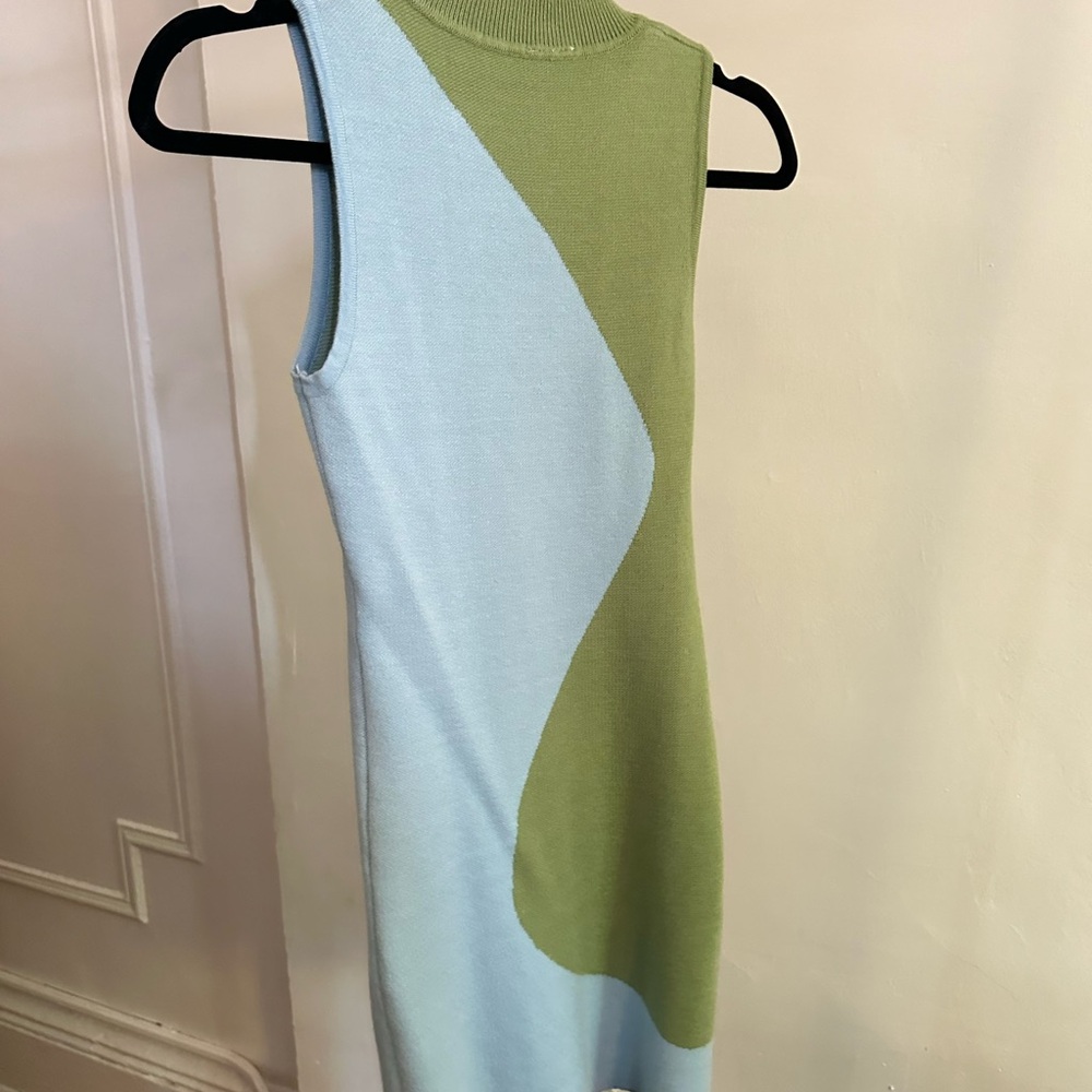 Yin and Yang // Green and Blue Sleeveless Mini Dress